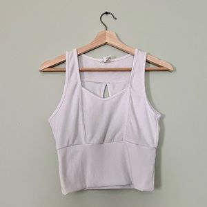 SOLD Caution To The Wind white open back cropped tank top